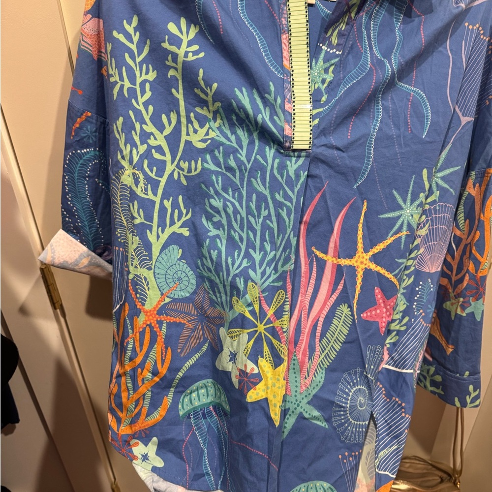 Sheridan French Colorful Ocean-Themed Women's Blouse